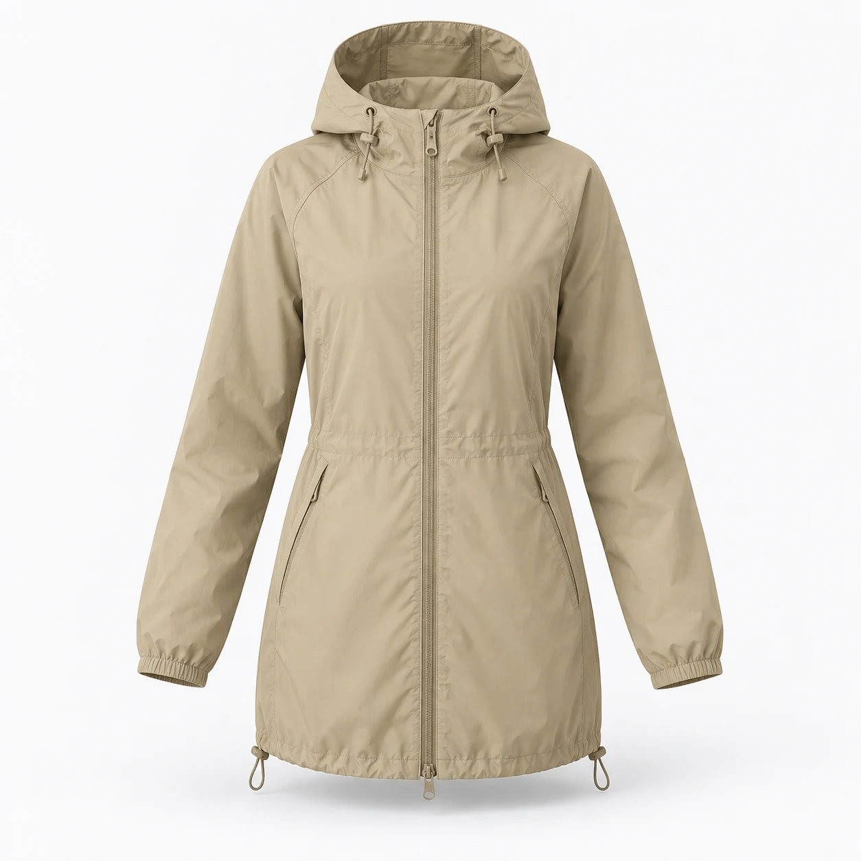 Picnic Longline Jacket, Warm Sand, front view