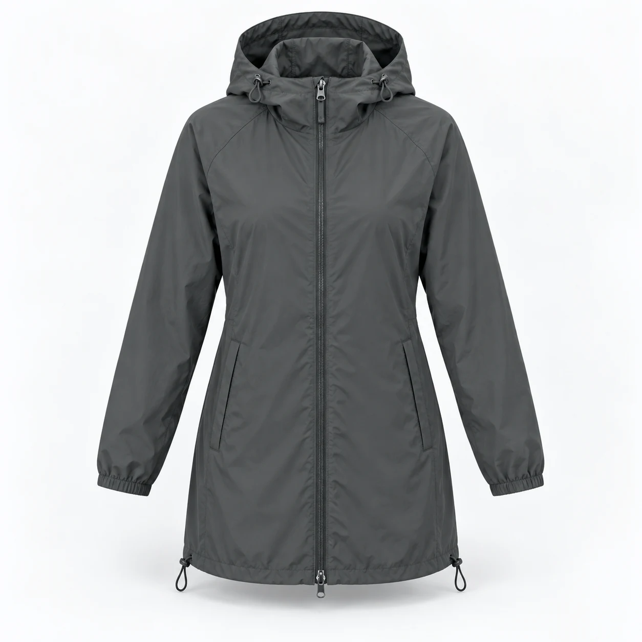 Evening Longline Jacket, Graphite, front view