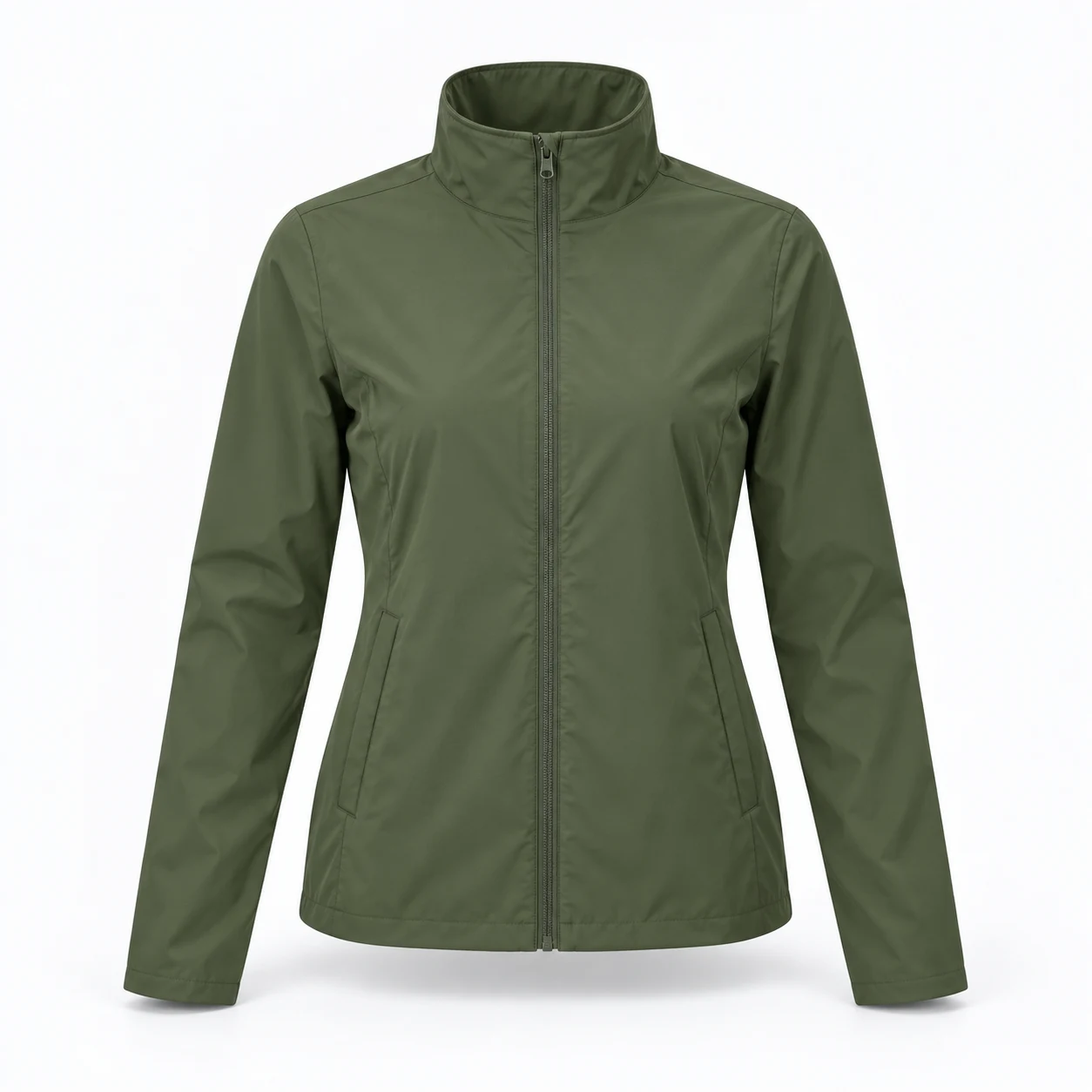Trailside Stand-Collar Jacket, Deep Olive, front view