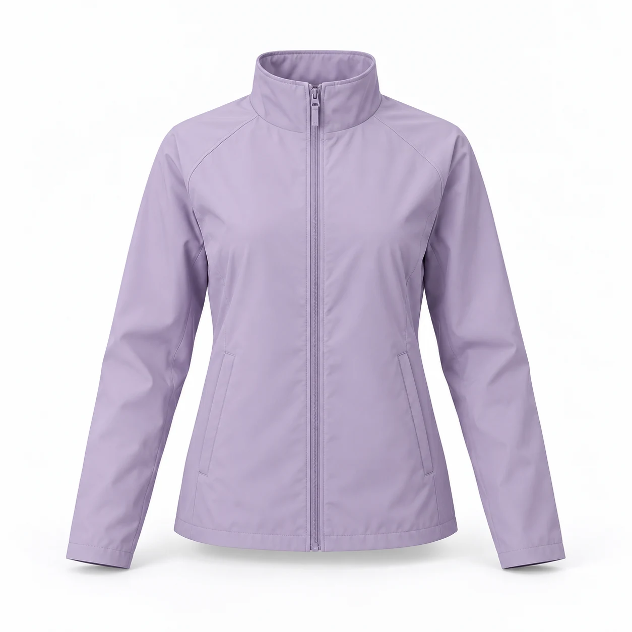 Wildflower Stand-Collar Jacket, Soft Lilac, front view