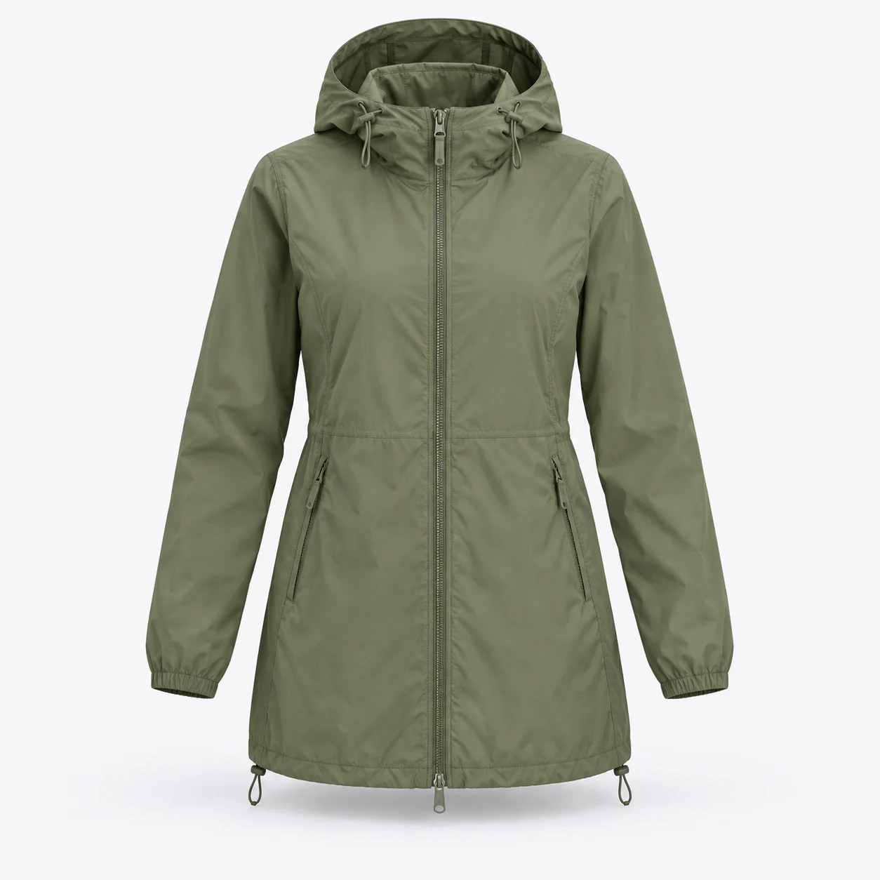 Fieldnote Longline Jacket, Moss Green, front view